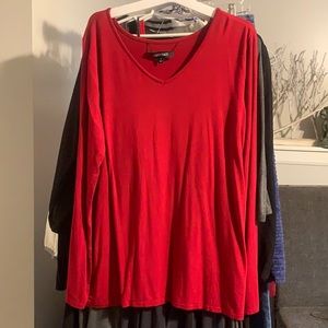 Ellen Tracy Red jersey knit long sleeve Red L